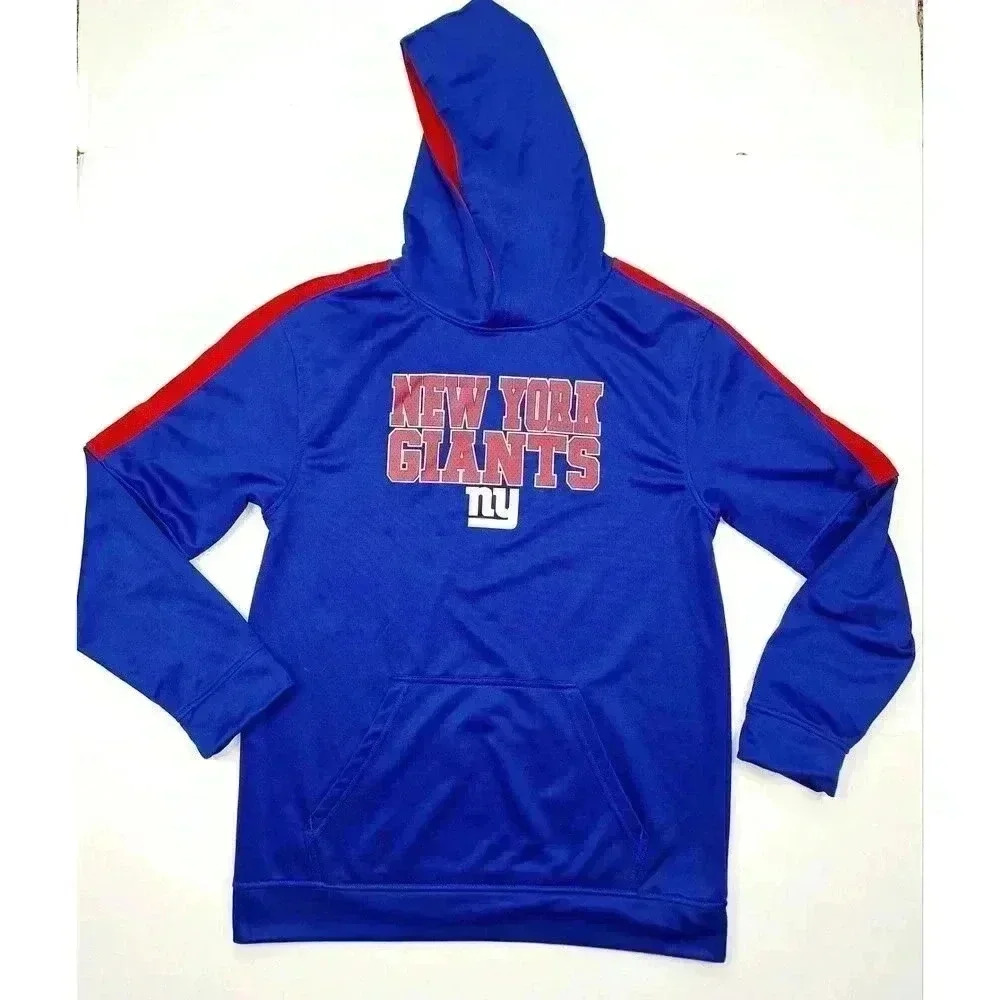 NFL Team Apparel New York Giants Youth XL 16/18 Blue Red Performance Hoodie